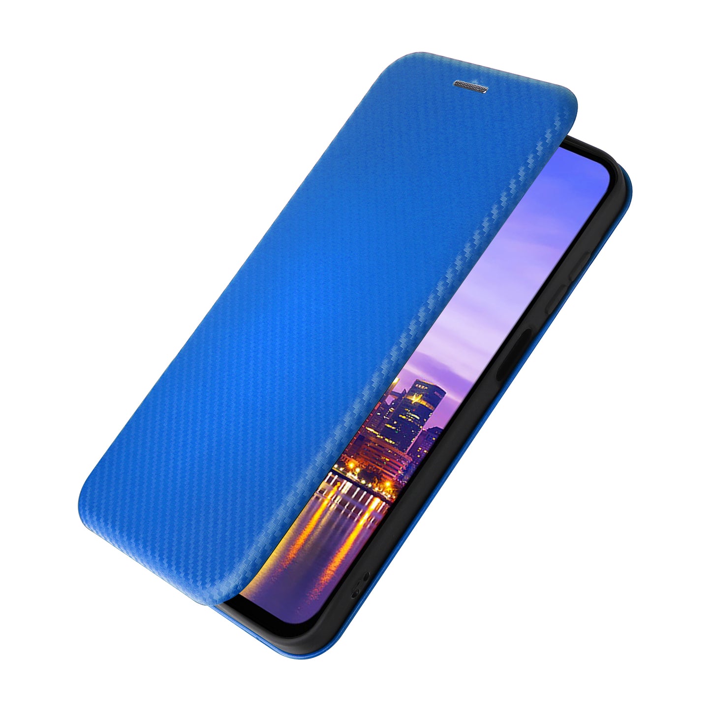For Samsung Galaxy A16 5G / A16 4G Case Carbon Fiber Texture Drop-Proof PU Leather Phone Cover - Blue