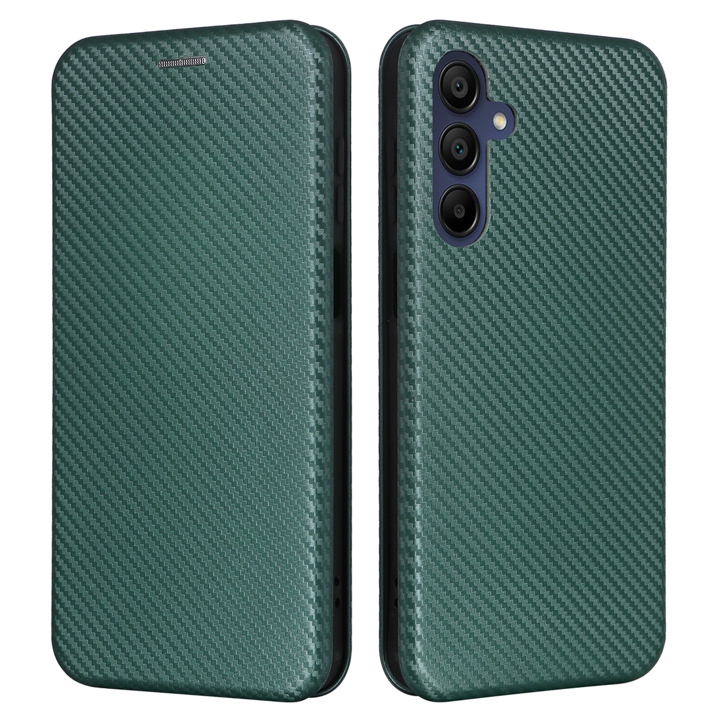 For Samsung Galaxy A16 5G / A16 4G Case Carbon Fiber Texture Drop-Proof PU Leather Phone Cover - Green