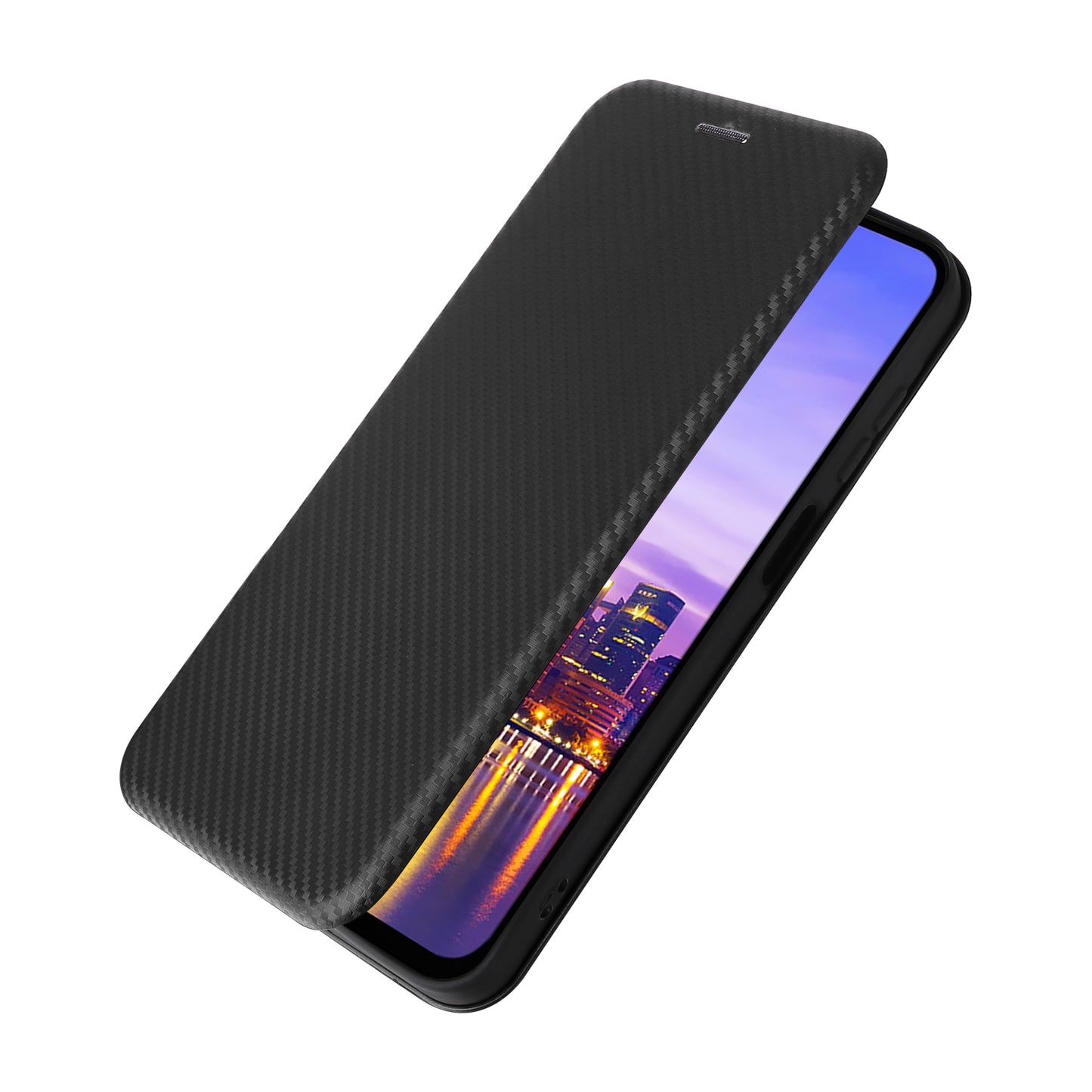 For Samsung Galaxy A16 5G / A16 4G Case Carbon Fiber Texture Drop-Proof PU Leather Phone Cover - Black