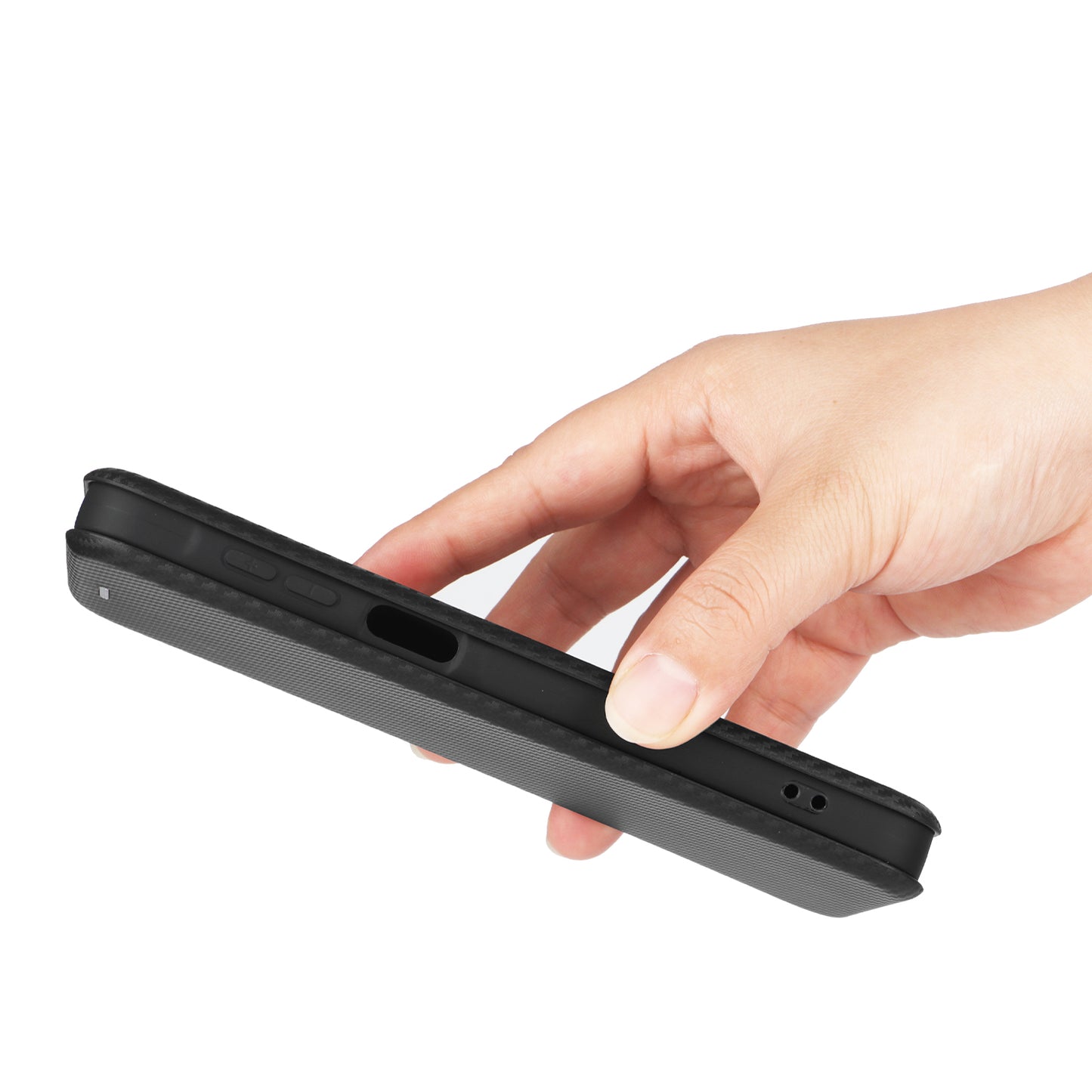 For Samsung Galaxy A16 5G / A16 4G Case Carbon Fiber Texture Drop-Proof PU Leather Phone Cover - Black