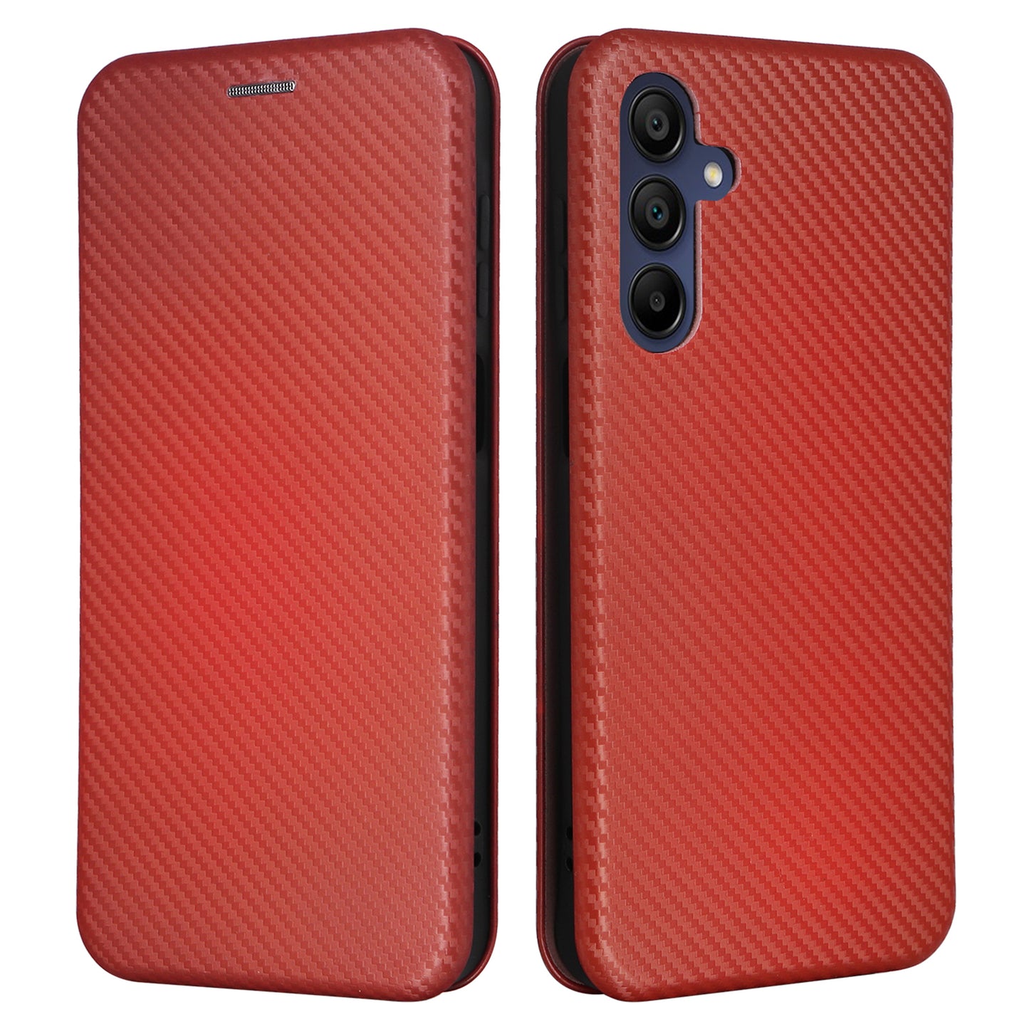 For Samsung Galaxy A16 5G / A16 4G Case Carbon Fiber Texture Drop-Proof PU Leather Phone Cover - Brown