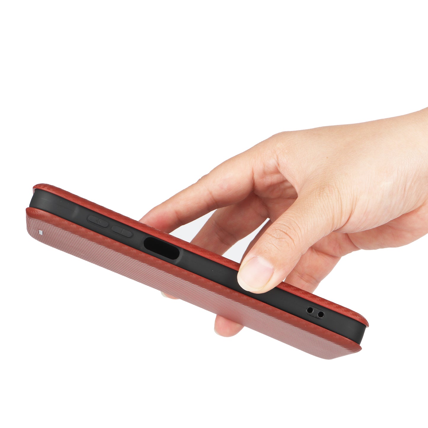 For Samsung Galaxy A16 5G / A16 4G Case Carbon Fiber Texture Drop-Proof PU Leather Phone Cover - Brown