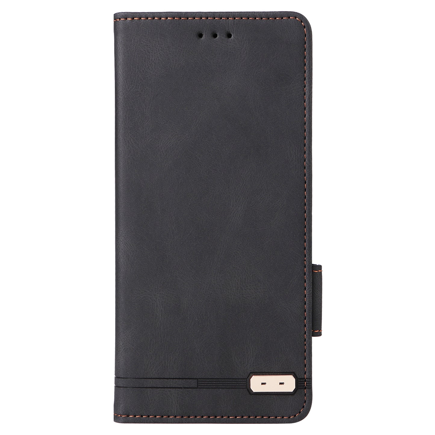 For Samsung Galaxy A06 Case Leather Wallet Flip Phone Cover with Hardware Decor - Black