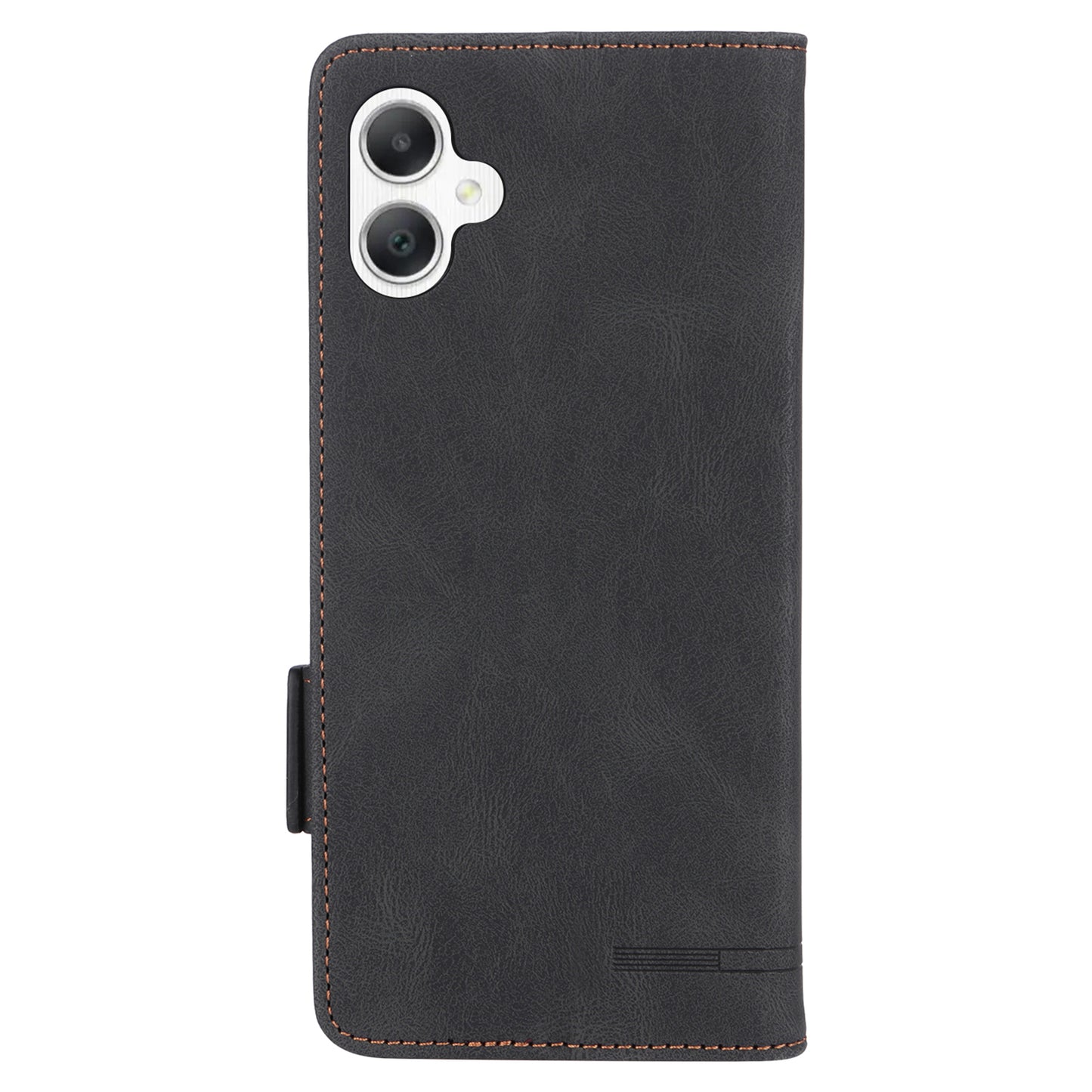 For Samsung Galaxy A06 Case Leather Wallet Flip Phone Cover with Hardware Decor - Black