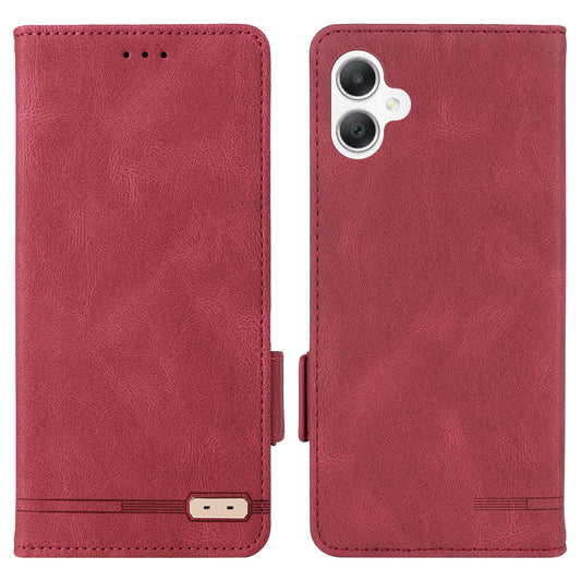 For Samsung Galaxy A06 Case Leather Wallet Flip Phone Cover with Hardware Decor - Rose