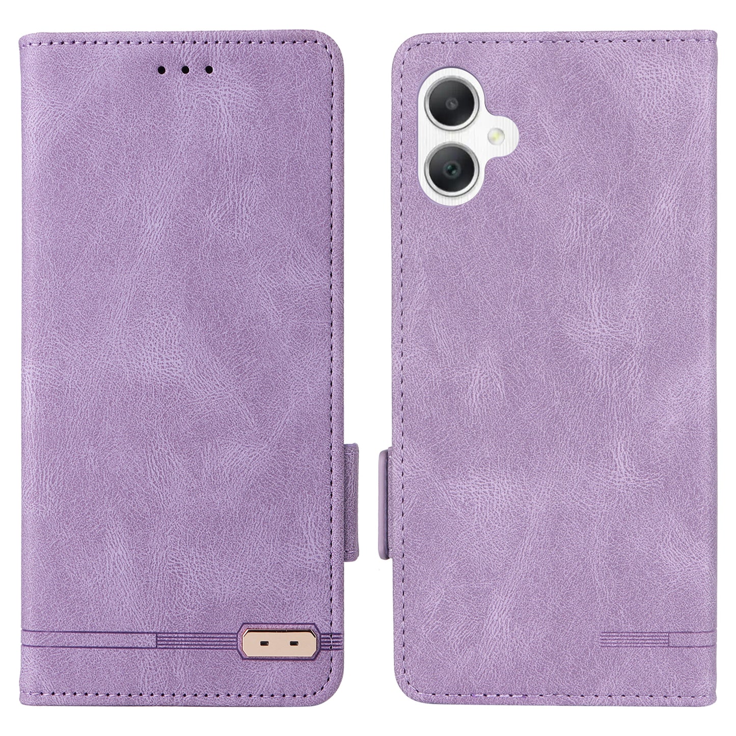 For Samsung Galaxy A06 Case Leather Wallet Flip Phone Cover with Hardware Decor - Purple