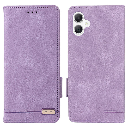 For Samsung Galaxy A06 Case Leather Wallet Flip Phone Cover with Hardware Decor - Purple