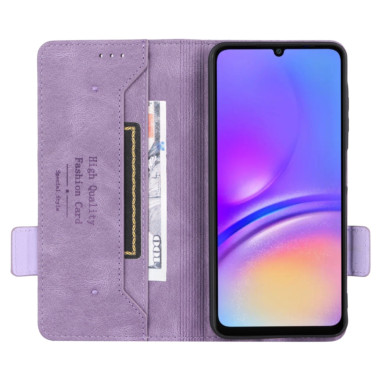 For Samsung Galaxy A06 Case Leather Wallet Flip Phone Cover with Hardware Decor - Purple