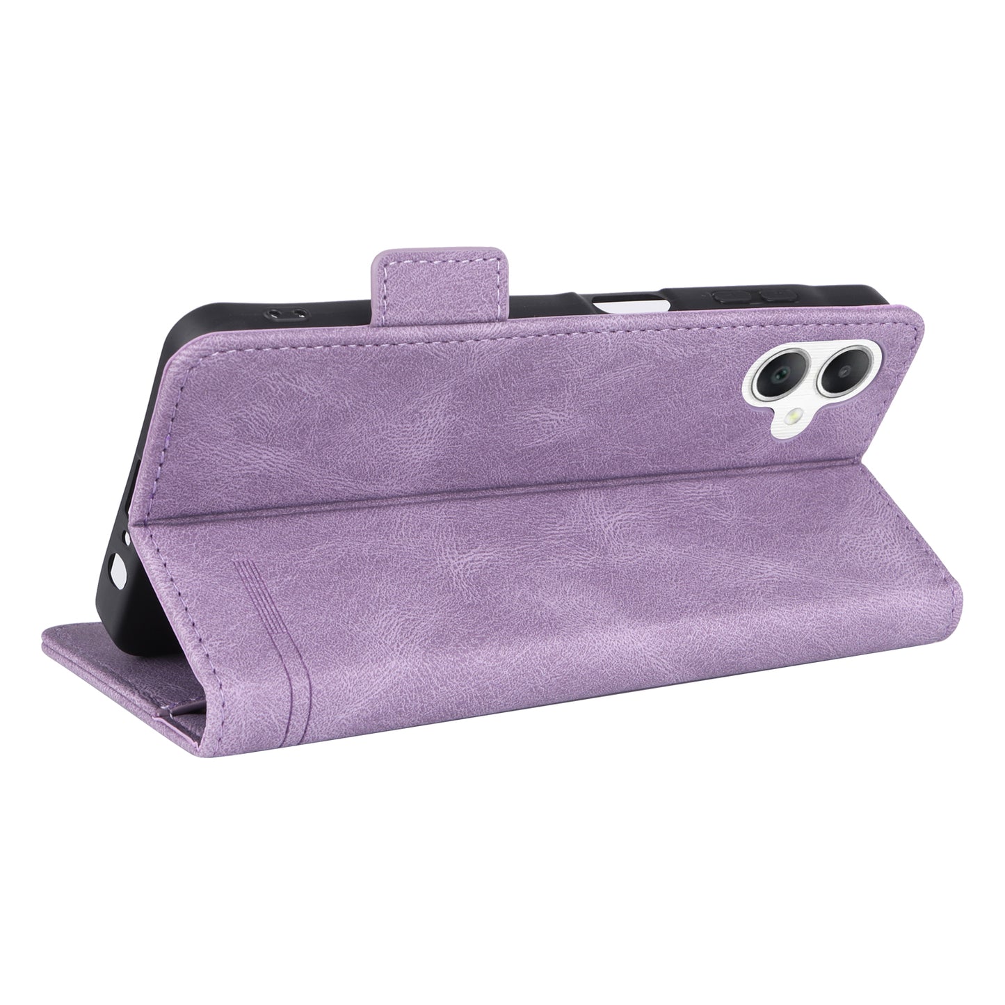 For Samsung Galaxy A06 Case Leather Wallet Flip Phone Cover with Hardware Decor - Purple