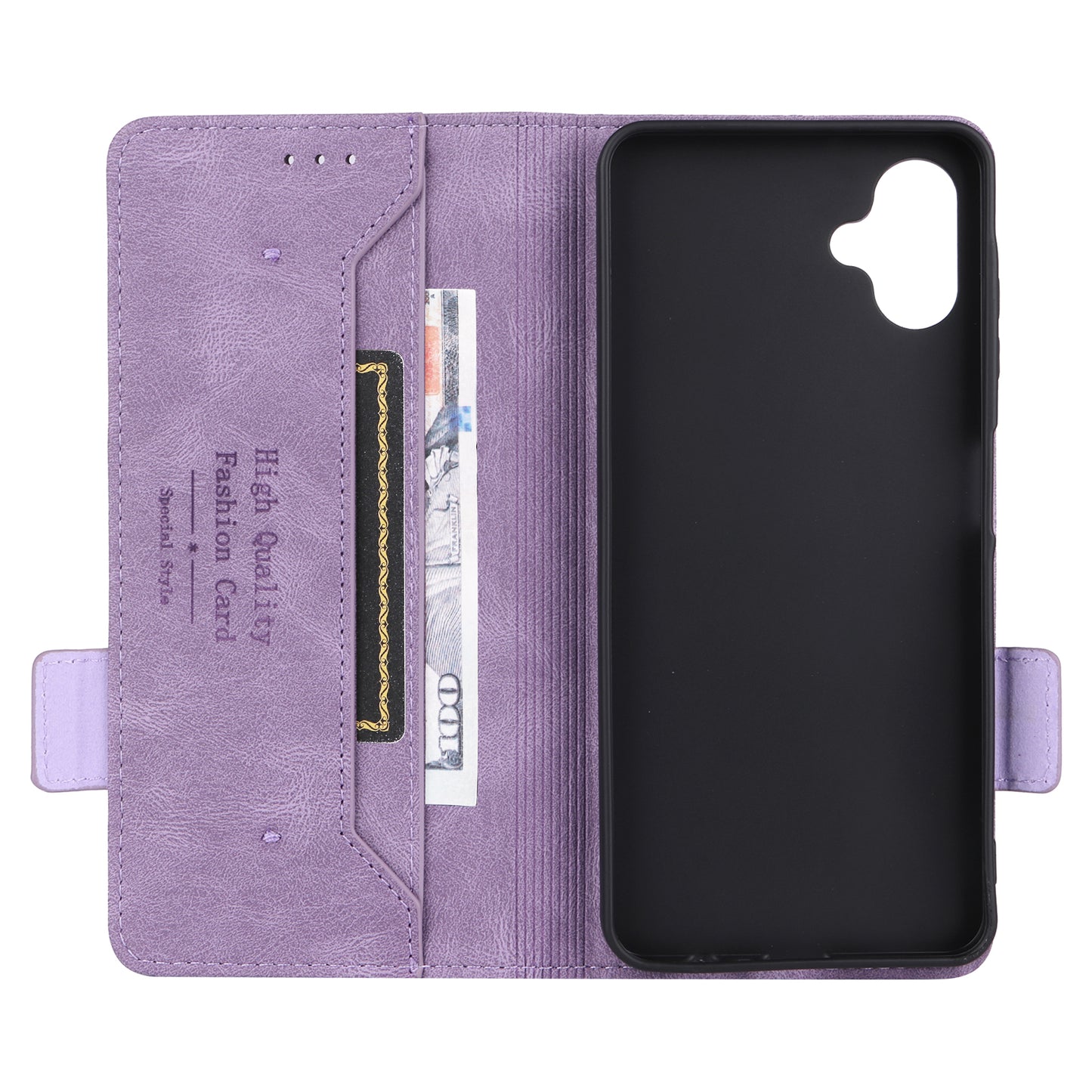 For Samsung Galaxy A06 Case Leather Wallet Flip Phone Cover with Hardware Decor - Purple
