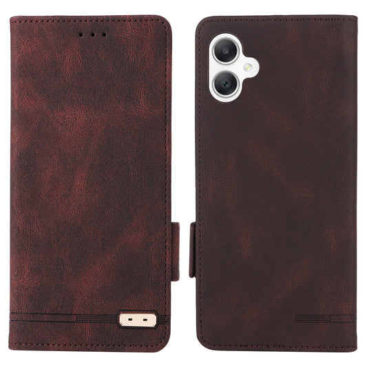 For Samsung Galaxy A06 Case Leather Wallet Flip Phone Cover with Hardware Decor - Coffee