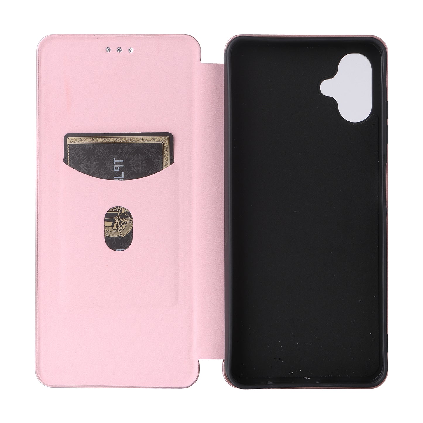 For Samsung Galaxy A06 Case Carbon Fiber Texture Drop-Proof PU Leather Phone Cover - Rose Gold