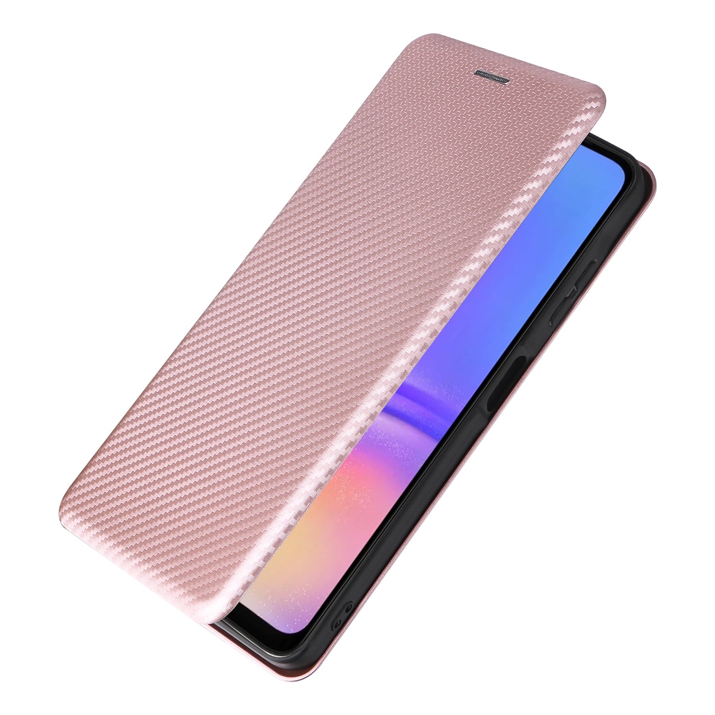 For Samsung Galaxy A06 Case Carbon Fiber Texture Drop-Proof PU Leather Phone Cover - Rose Gold