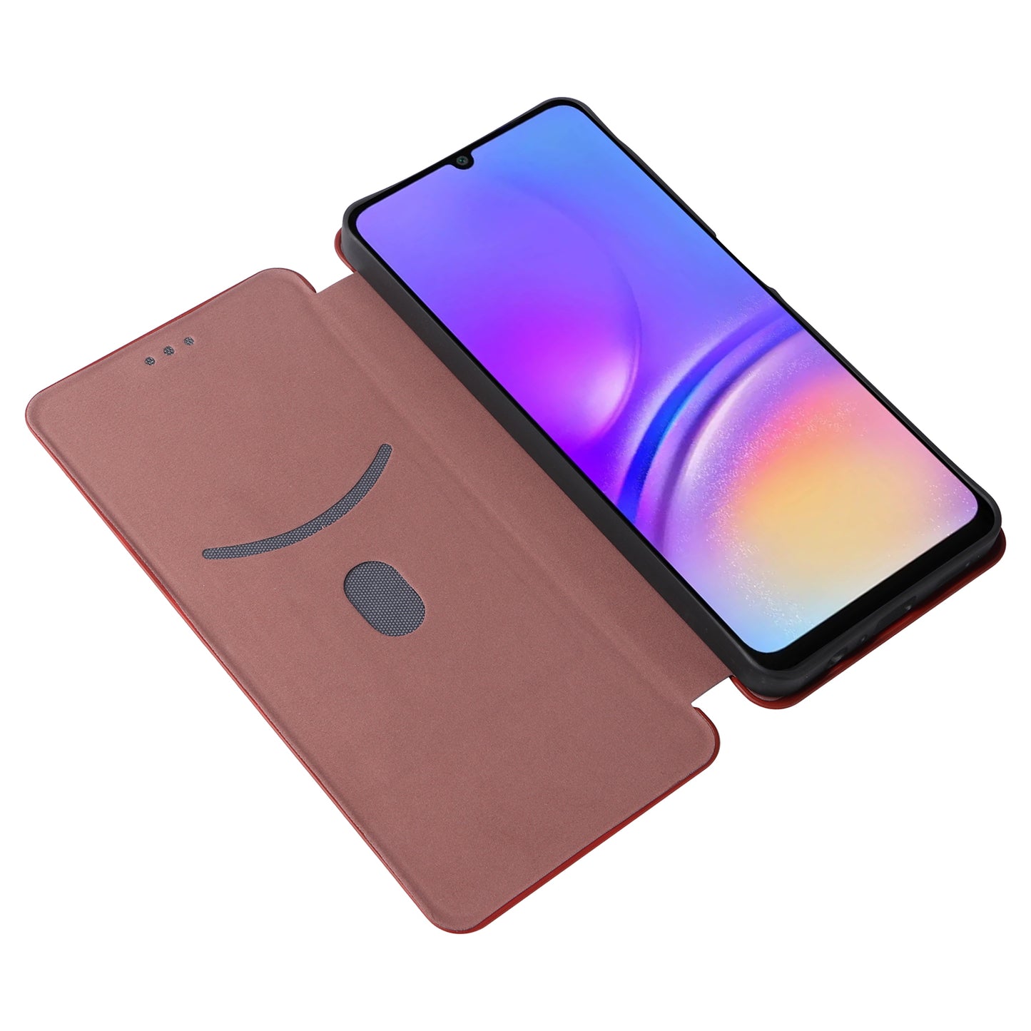 For Samsung Galaxy A06 Case Carbon Fiber Texture Drop-Proof PU Leather Phone Cover - Brown