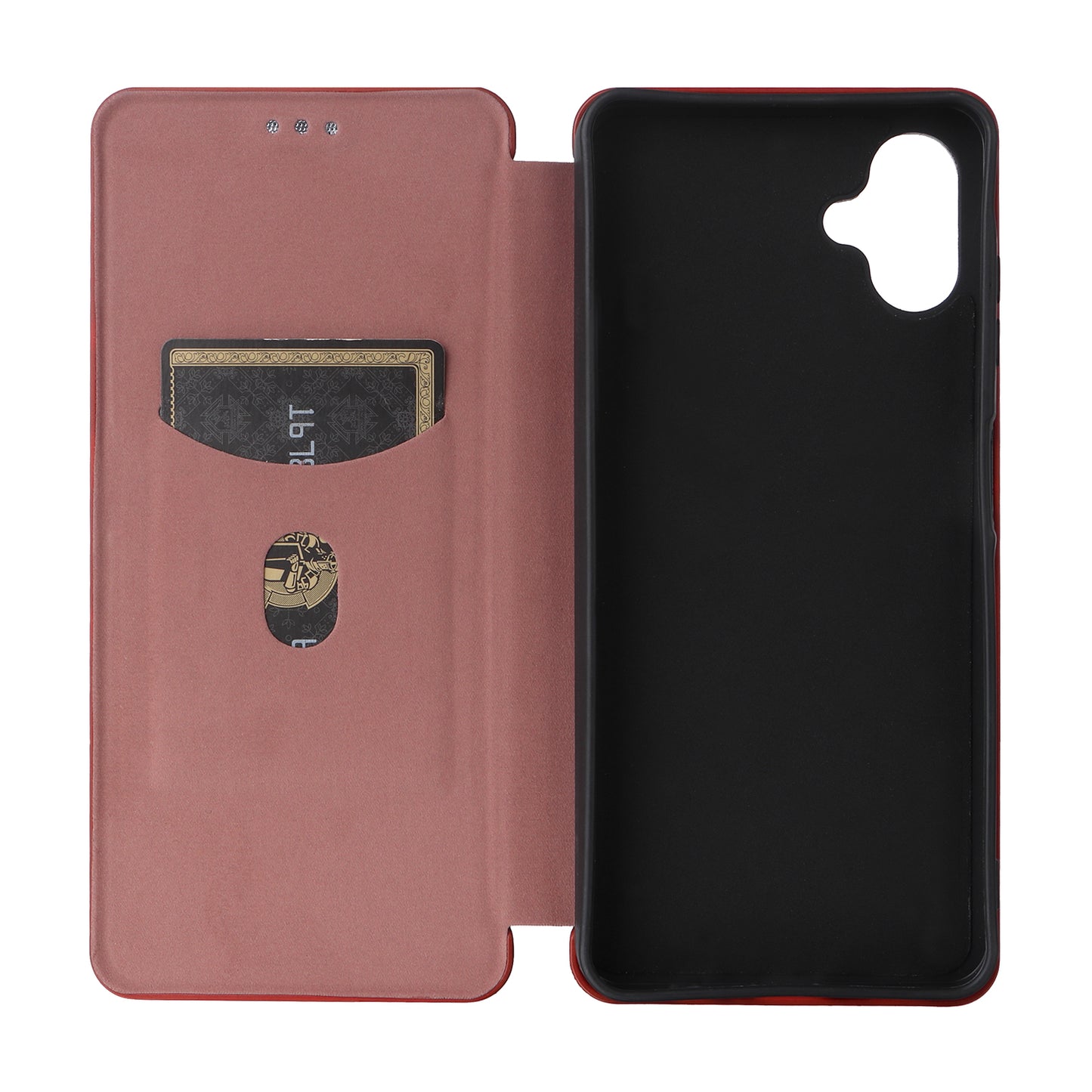For Samsung Galaxy A06 Case Carbon Fiber Texture Drop-Proof PU Leather Phone Cover - Brown