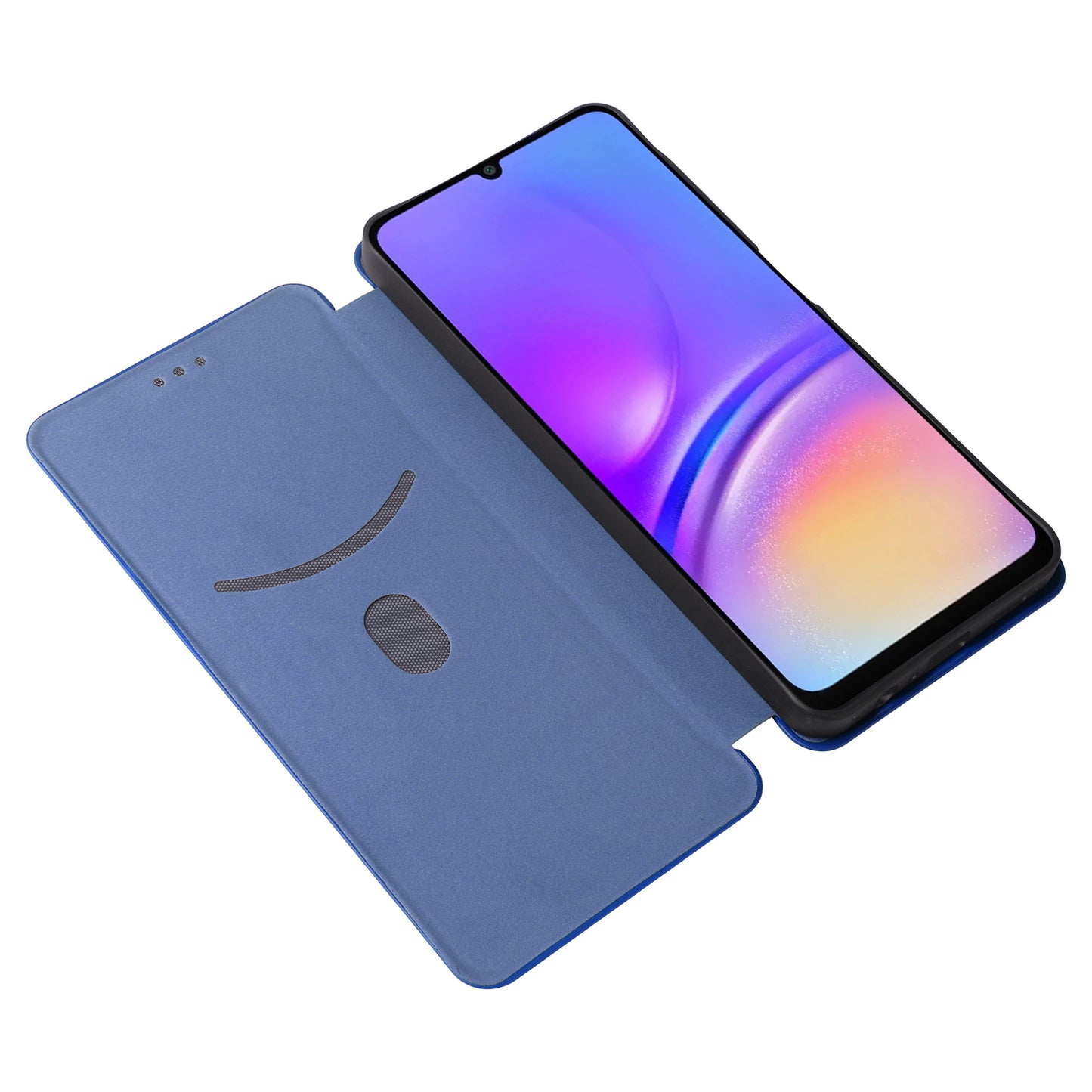 For Samsung Galaxy A06 Case Carbon Fiber Texture Drop-Proof PU Leather Phone Cover - Blue