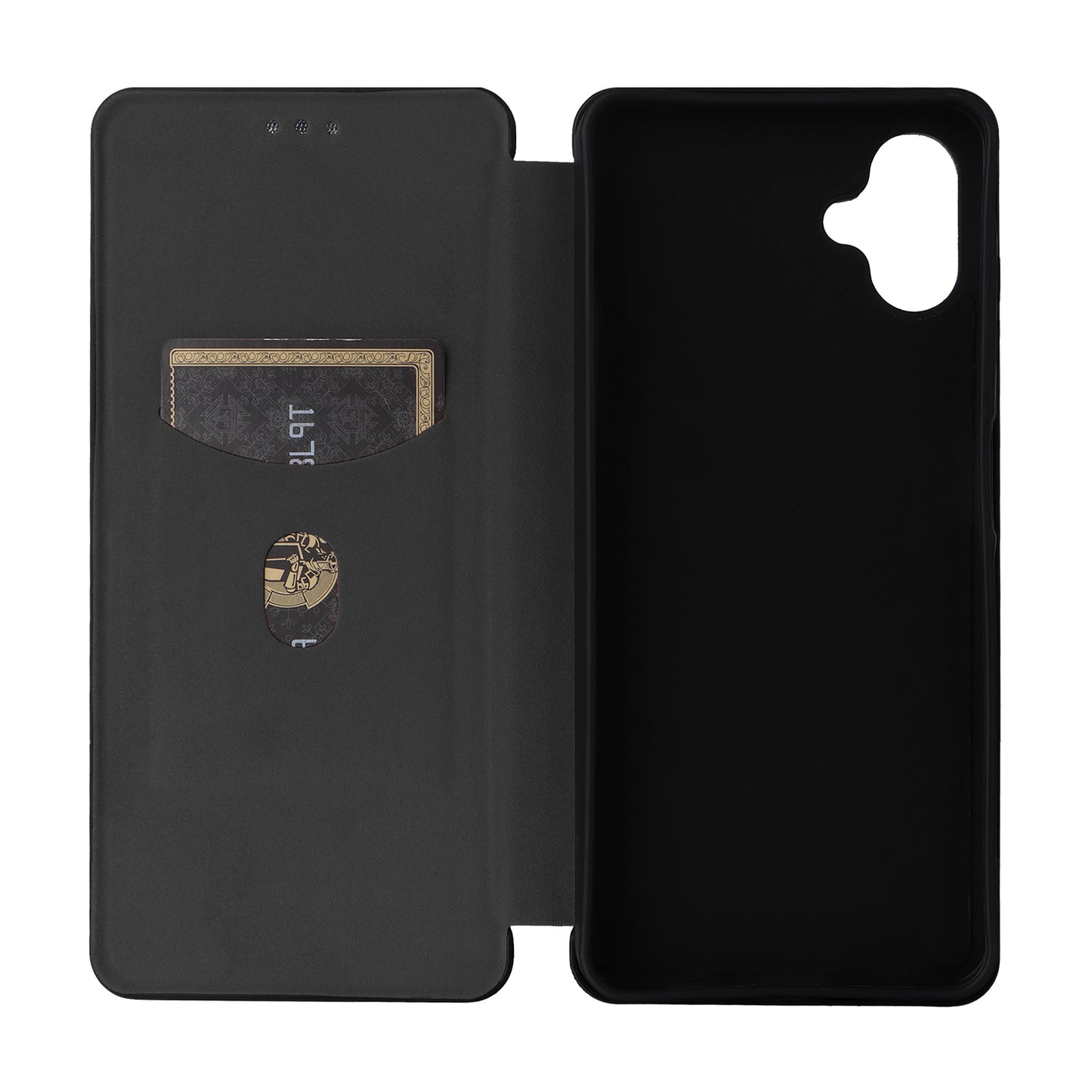 For Samsung Galaxy A06 Case Carbon Fiber Texture Drop-Proof PU Leather Phone Cover - Black