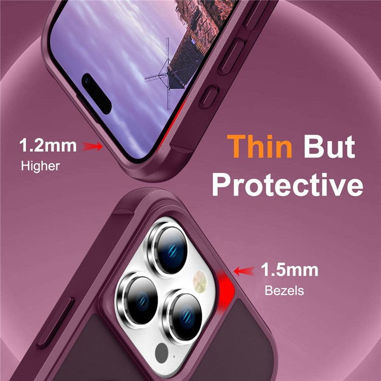 For iPhone 16 Pro Case Compatible with MagSafe Ring Holder Kickstand TPU+PC Phone Cover - Wine Red
