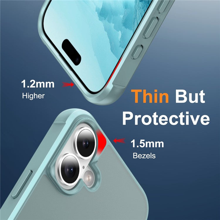 For iPhone 16 Case Compatible with MagSafe Ring Holder Kickstand TPU+PC Phone Cover - Lake Blue