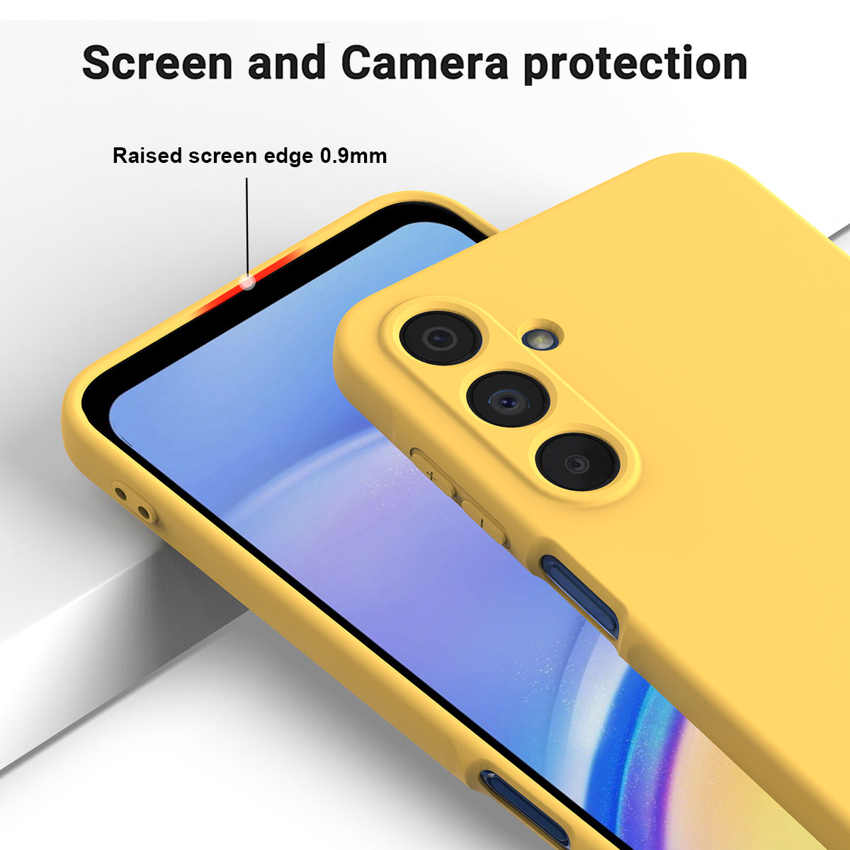 For Samsung Galaxy A16 5G / A16 4G Case Liquid Silicone Anti-Scratch Phone Cover with Hand Strap - Yellow