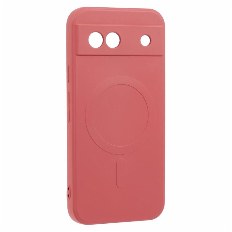 For Google Pixel 8a Case Shockproof TPU Phone Cover Compatible with MagSafe - Camellia Red