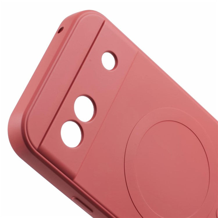 For Google Pixel 8a Case Shockproof TPU Phone Cover Compatible with MagSafe - Camellia Red