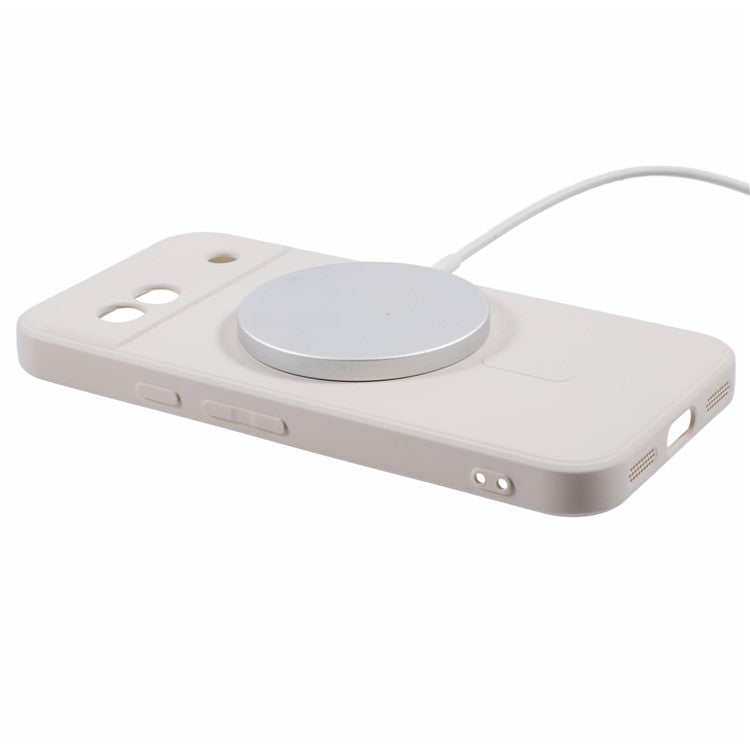 For Google Pixel 8a Case Shockproof TPU Phone Cover Compatible with MagSafe - White