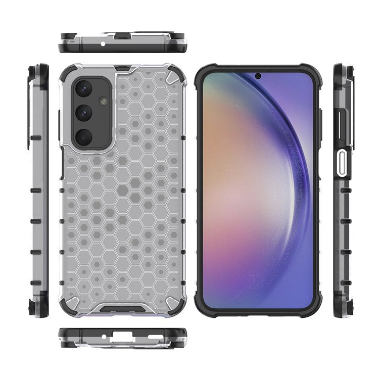 For Samsung Galaxy M35 5G Case PC+TPU Phone Cover Honeycomb Shape - Grey