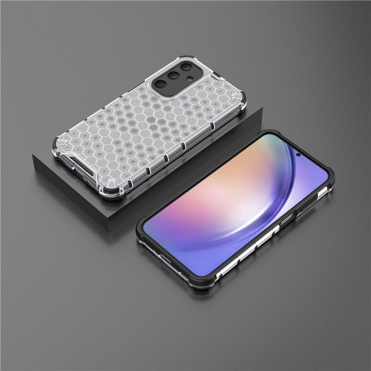 For Samsung Galaxy M35 5G Case PC+TPU Phone Cover Honeycomb Shape - Grey