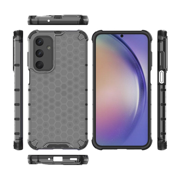 For Samsung Galaxy M35 5G Case PC+TPU Phone Cover Honeycomb Shape - Black