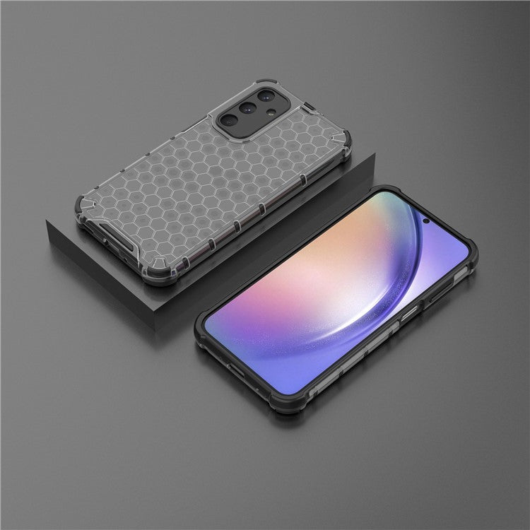 For Samsung Galaxy M35 5G Case PC+TPU Phone Cover Honeycomb Shape - Black