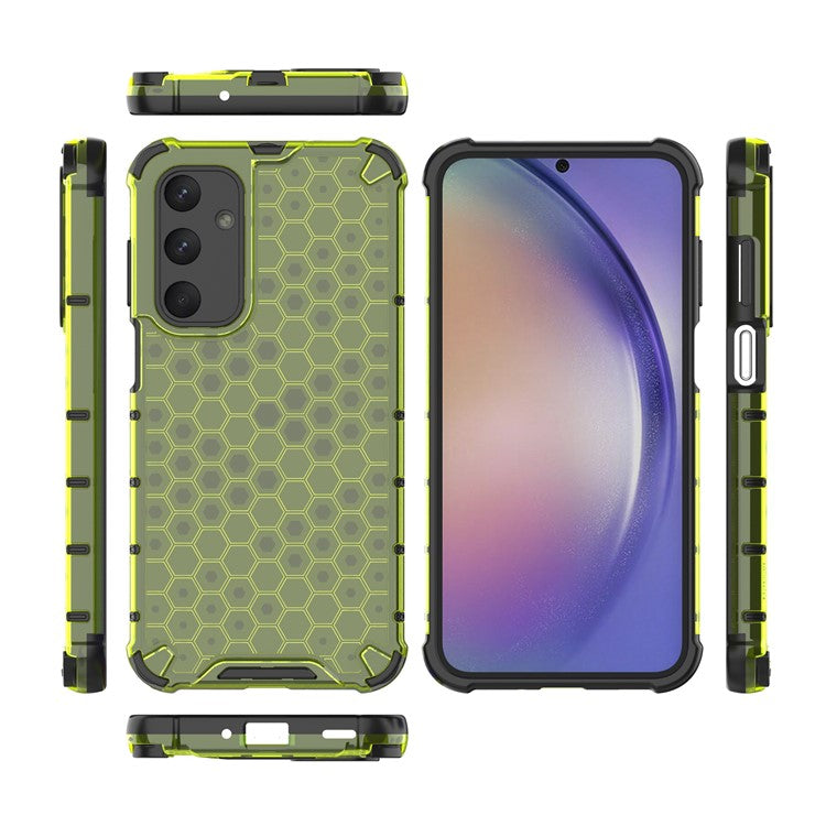 For Samsung Galaxy M35 5G Case PC+TPU Phone Cover Honeycomb Shape - Green