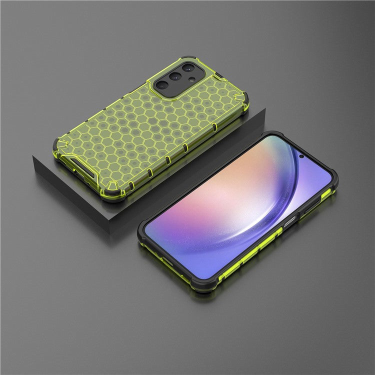 For Samsung Galaxy M35 5G Case PC+TPU Phone Cover Honeycomb Shape - Green