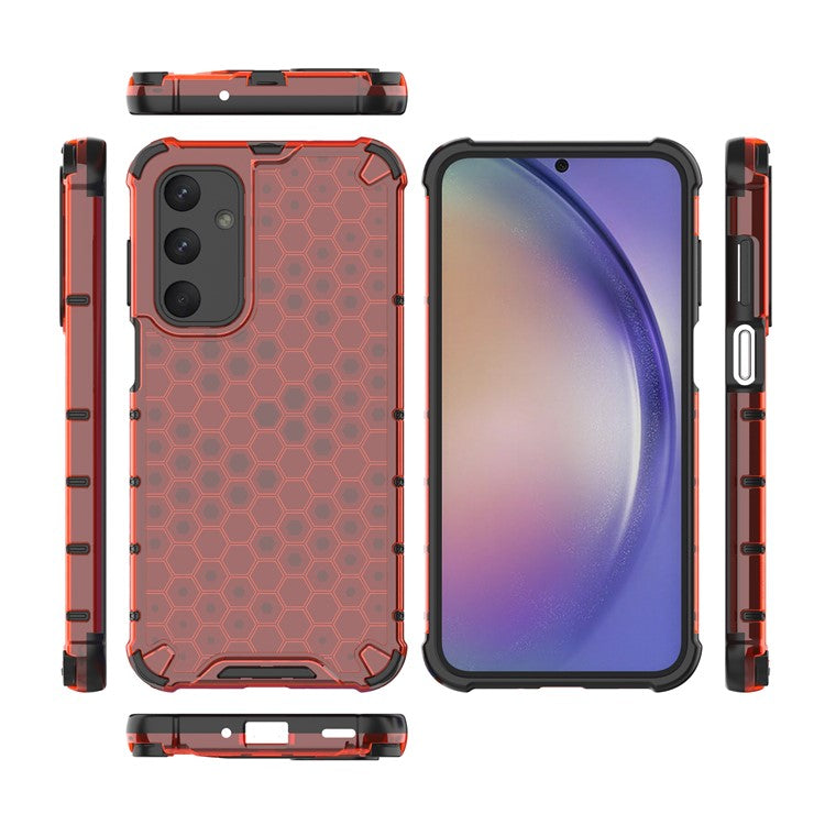 For Samsung Galaxy M35 5G Case PC+TPU Phone Cover Honeycomb Shape - Red