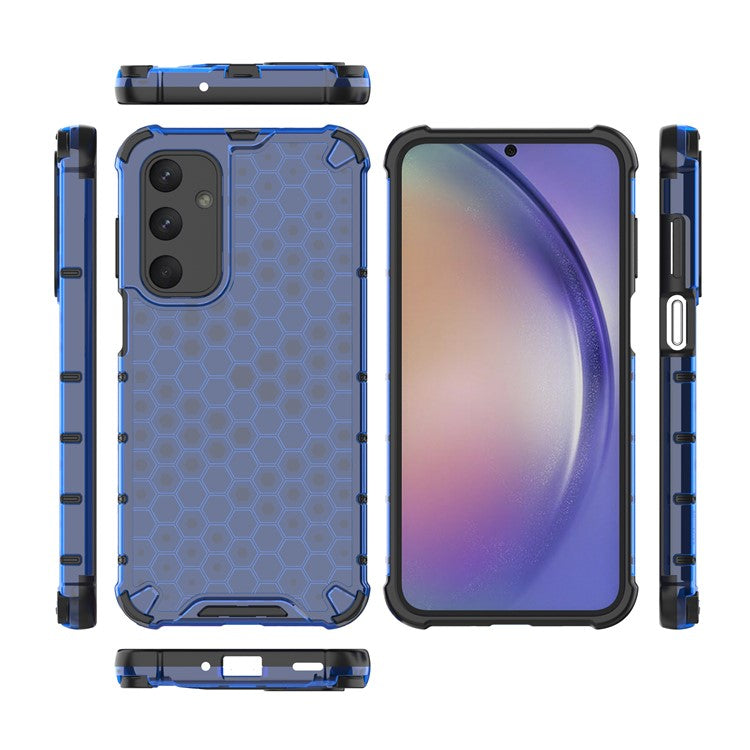 For Samsung Galaxy M35 5G Case PC+TPU Phone Cover Honeycomb Shape - Blue