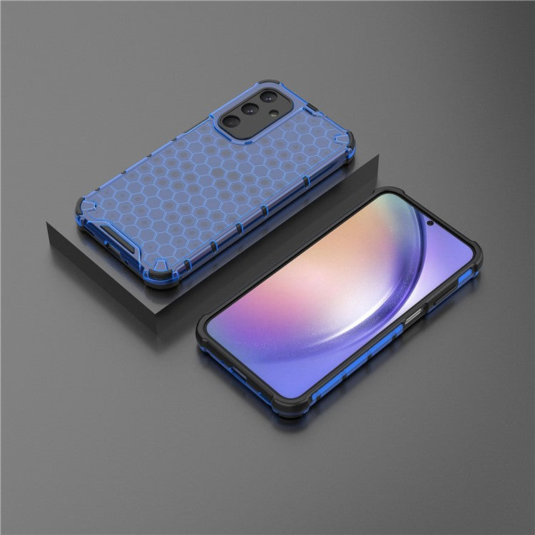 For Samsung Galaxy M35 5G Case PC+TPU Phone Cover Honeycomb Shape - Blue