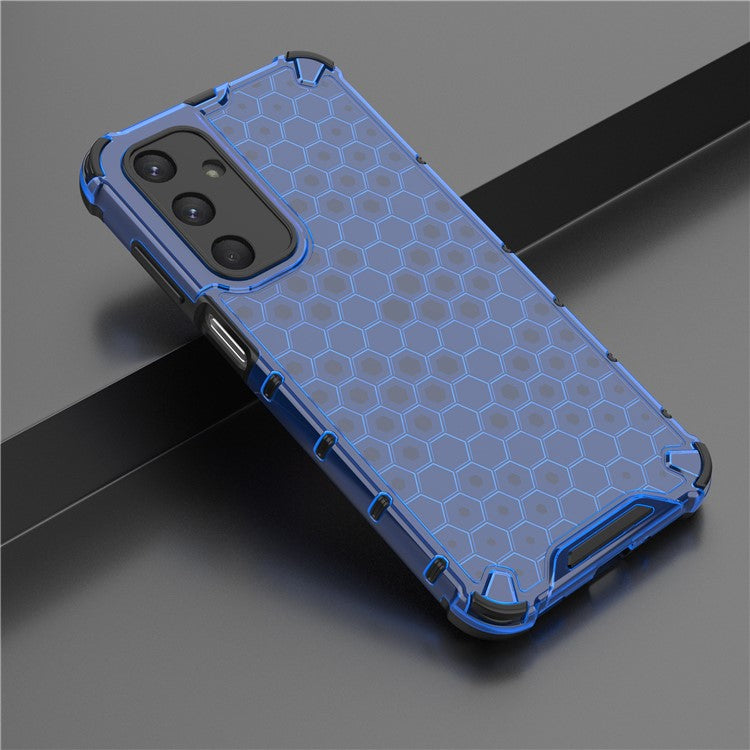 For Samsung Galaxy M35 5G Case PC+TPU Phone Cover Honeycomb Shape - Blue