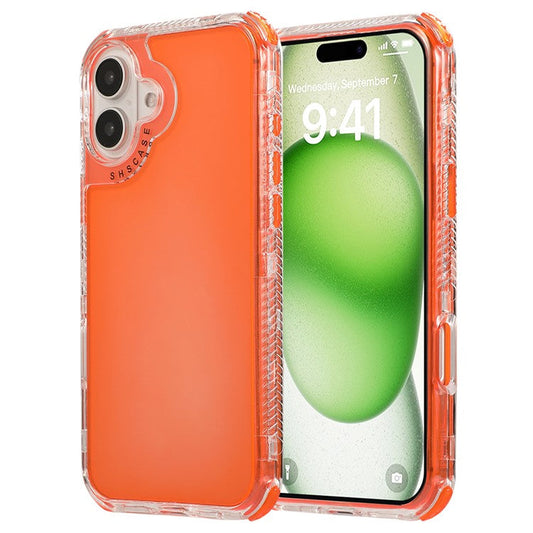 For iPhone 16 Plus Case Corners Impact Protection PC+TPU Clear Phone Cover - Orange