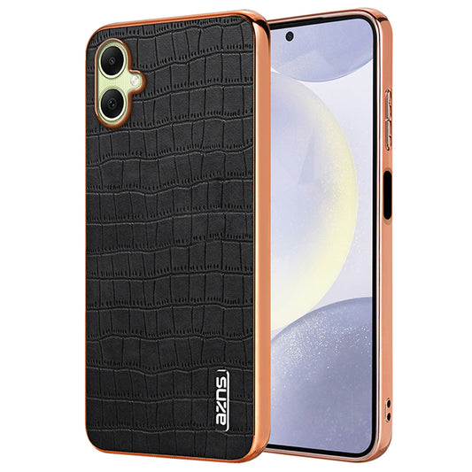 AZNS For Samsung Galaxy A06 Case Electroplating Crocodile Texture PU+TPU Phone Cover - Black