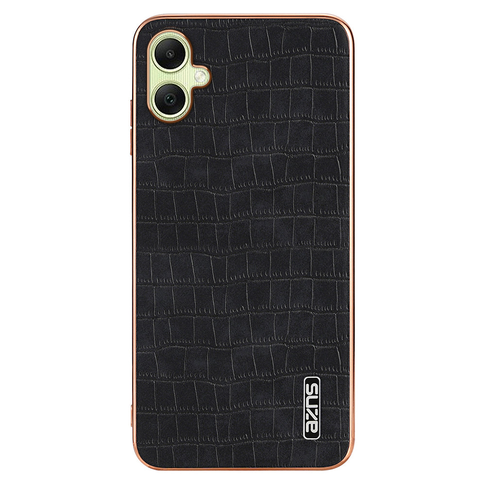 AZNS For Samsung Galaxy A06 Case Electroplating Crocodile Texture PU+TPU Phone Cover - Black