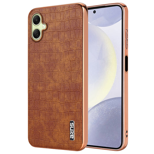 AZNS For Samsung Galaxy A06 Case Electroplating Crocodile Texture PU+TPU Phone Cover - Brown