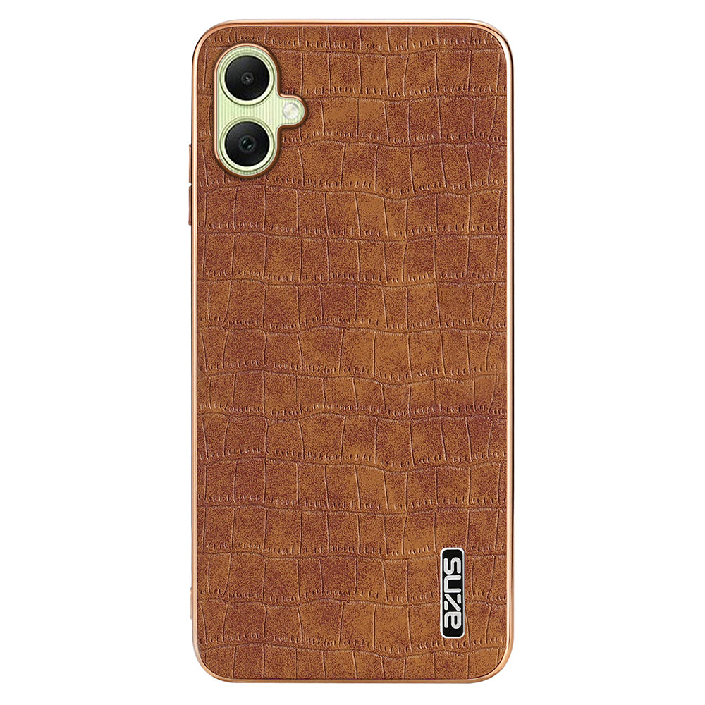 AZNS For Samsung Galaxy A06 Case Electroplating Crocodile Texture PU+TPU Phone Cover - Brown