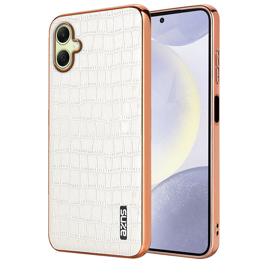 AZNS For Samsung Galaxy A06 Case Electroplating Crocodile Texture PU+TPU Phone Cover - White