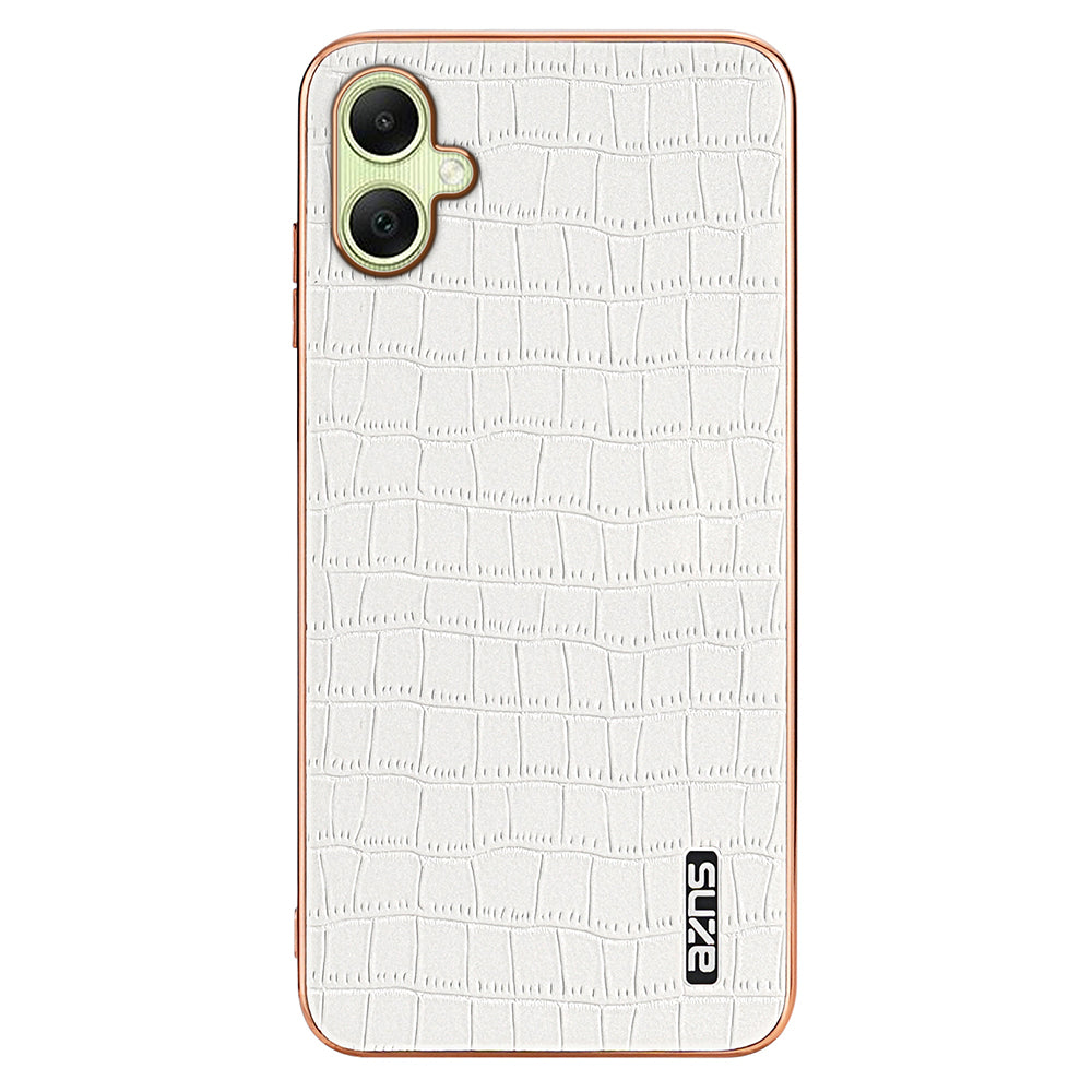 AZNS For Samsung Galaxy A06 Case Electroplating Crocodile Texture PU+TPU Phone Cover - White