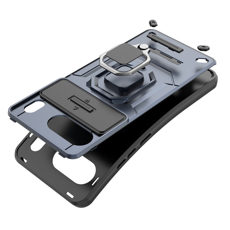 For OnePlus Nord 4 Case PC+TPU Kickstand Phone Protector with Lens Cover - Black