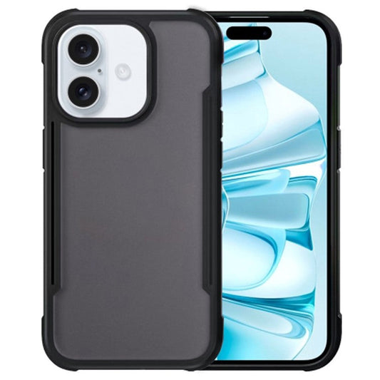 For iPhone 16 Plus Case PC+TPU Drop-Proof Skin-Touch Phone Back Cover - Black