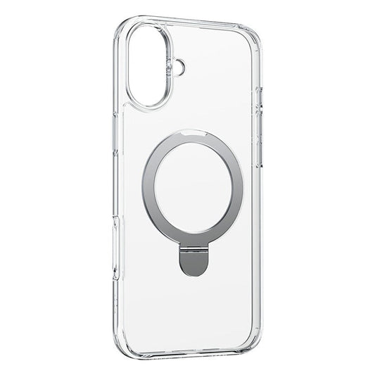 BASEUS Smart Ring Series For iPhone 16 Plus Kickstand Case PC+TPU Phone Cover Compatible with MagSafe - Transparent