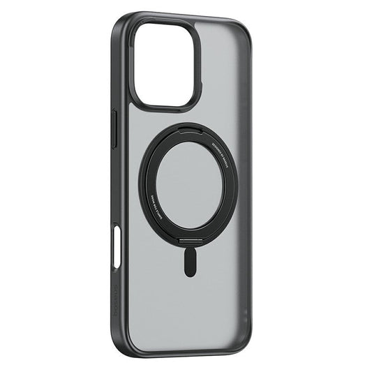 BASEUS Smart Ring Series For iPhone 16 Pro Compatible with MagSafe Phone Case TPU+PC Kickstand Cover - Black