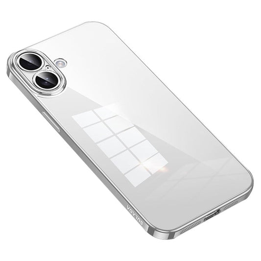 SULADA For iPhone 16 Plus Case Ultra-Thin Electroplated TPU Clear Phone Cover - Silver