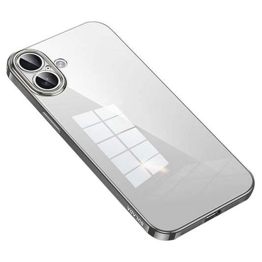 SULADA For iPhone 16 Plus Case Ultra-Thin Electroplated TPU Clear Phone Cover - Grey